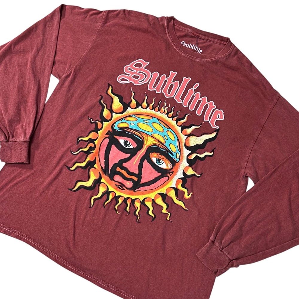 Sublime Graphic Long Sleeve Tee Mens XL Red NWT Sun Logo Band Shirt